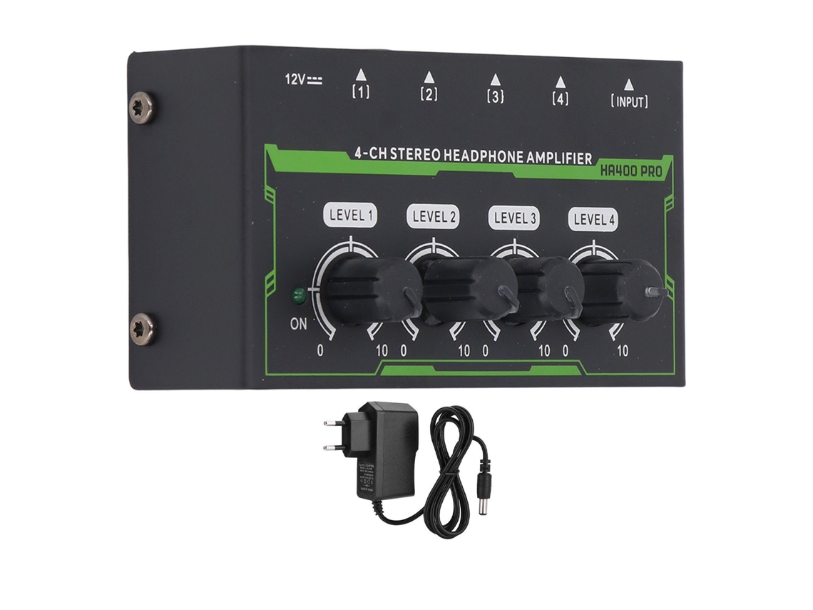 Amplificador De Auriculares Estéreo De 4 Canales De Bajo Ruido Con Divisor De 6,35 Mm Para Estudio De Grabación, Enchufe Europeo.