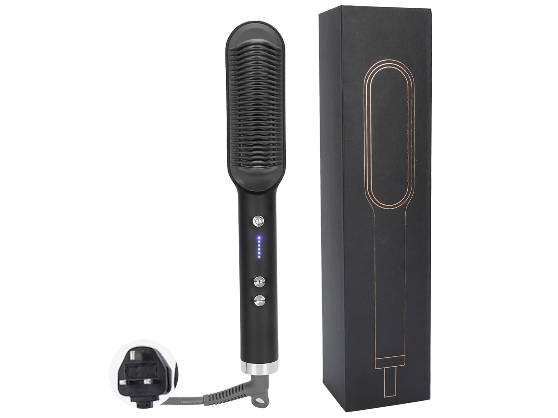 Plancha De Pelo Multifuncional Cepillo Alisador Y Rizador Herramienta De Peinado Eléctrico (negro Rojo)