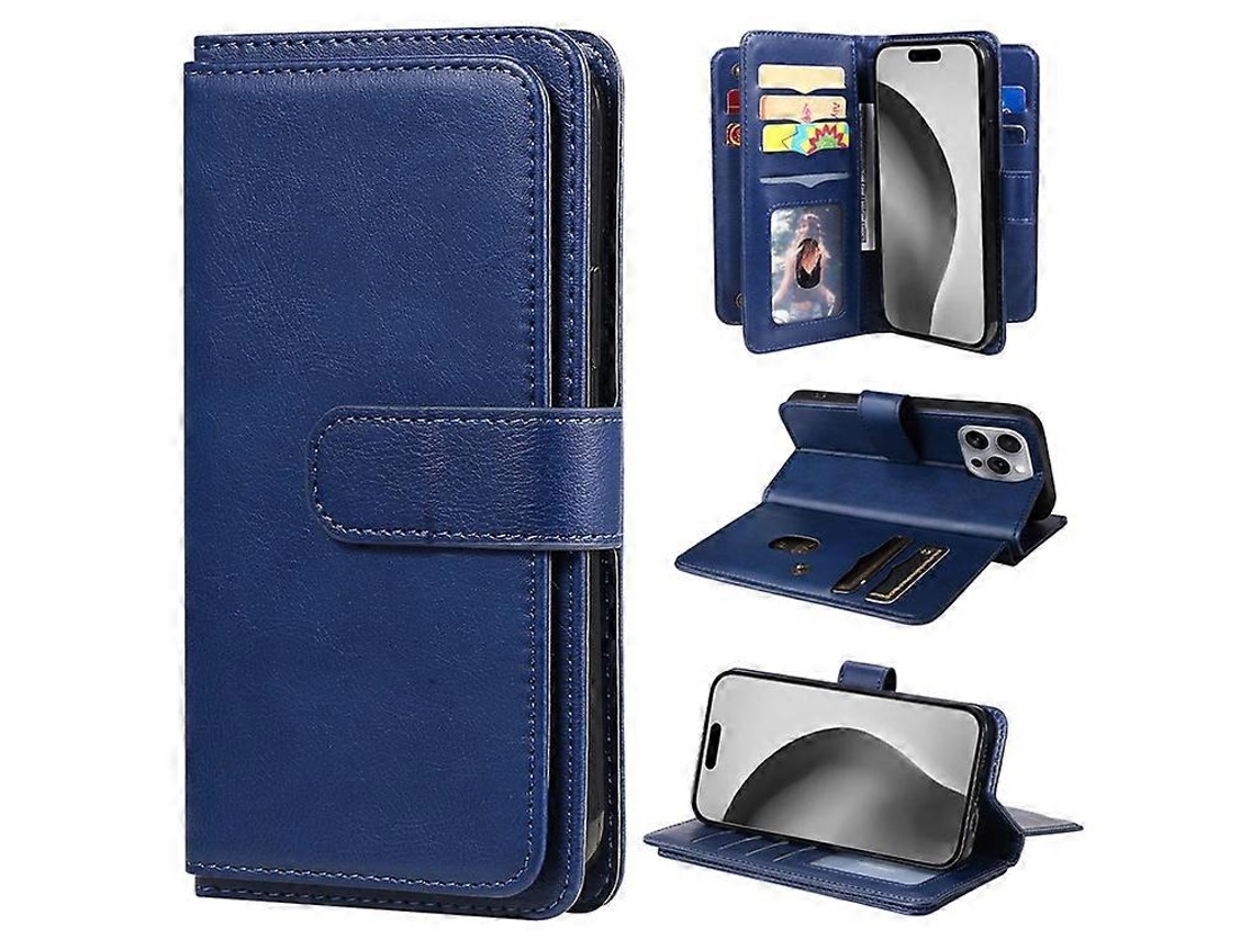 Funda De Cuero Antiarañazos Kt Serie 1 Multifuncional Compatible Con Iphone 16 Pro Max Con 10 Ranuras Para Tarjetas