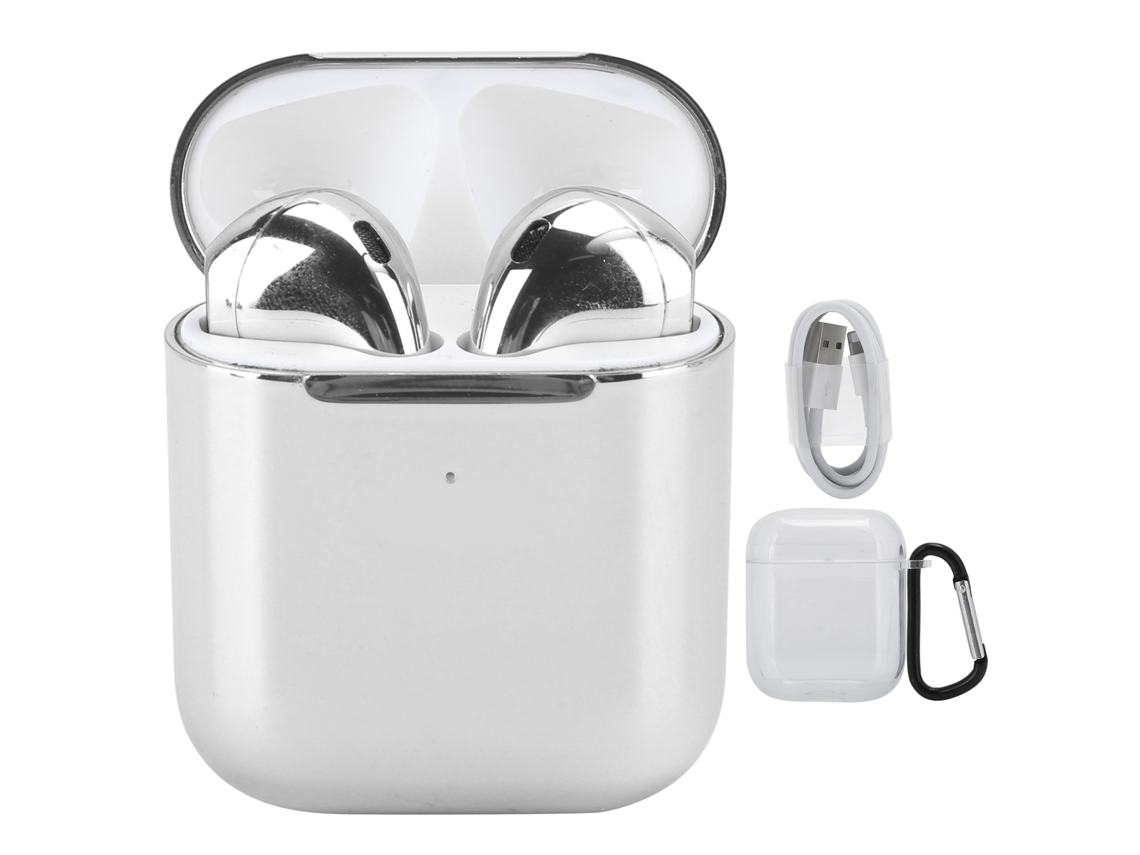 Auriculares Intrauditivos Bluetooth 5.0 Tws Con Cancelación De Ruido Inteligente, Doble Canal, Control Táctil, Carga Inalámbrica, Color Plata.