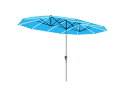 Sombrilla de aluminio con doble panel solar LED, protección UPF50, color azul, para jardín.