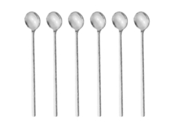 6 Cucharas Largas Para Mezclar, Cucharas De Té, Cucharas De Hielo, Ideal Para Café, Té Helado, Batidos Y Cocktails Plateado