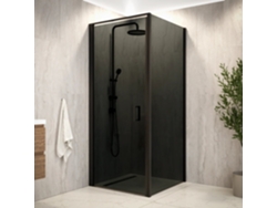 Mampara de ducha Mirlux de 90 x 200 cm en cristal templado ahumado negro de 8 mm.