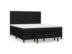 Maison Exclusive - Cama Box Spring Con Colchón Tela Negro 160x200 Cm