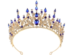 Corona De Boda Barroca Con Pedrería Para La Novia, Elegante Tiara De Cristal Azul.