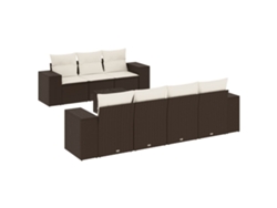 Maison Exclusive - Conjunto de sofá de jardín de 8 piezas con cojines, mimbre y patas marrones
