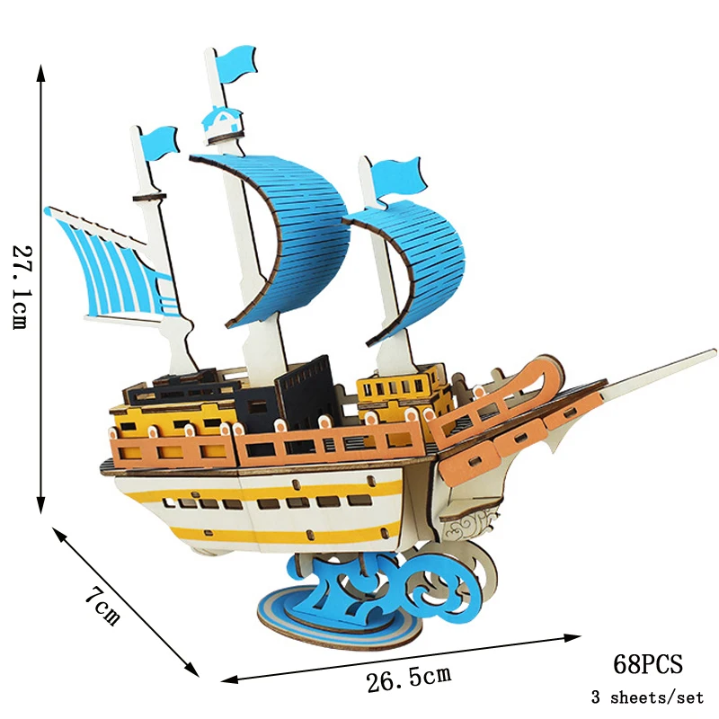 (velero) Rompecabezas 3d De Madera De Velero Oceánico, Kit De Montaje Diy, Modelo De Barco