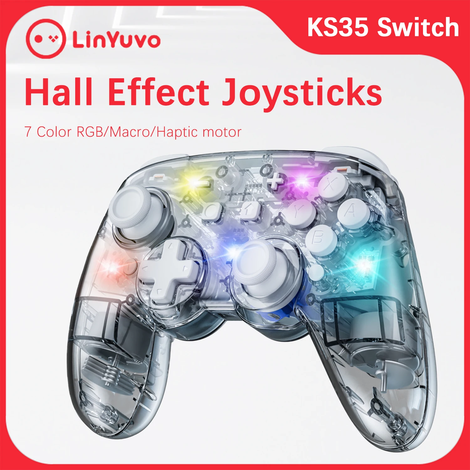 Mando KS35 Pro para Nintendo Switch 1/2 y PC, inalámbrico Bluetooth con efecto Hall, gamepad para juegos OLED/Lite/Turbo/RGB, gris
