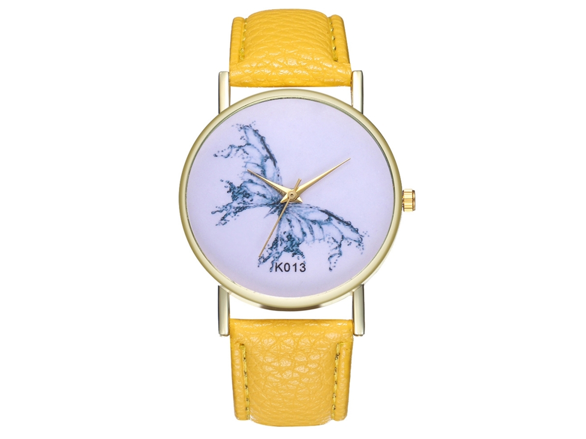 Reloj De Pulsera Hombre De Moda De Muestra Ocio Resistente Cuarzo Analógico Amarillo