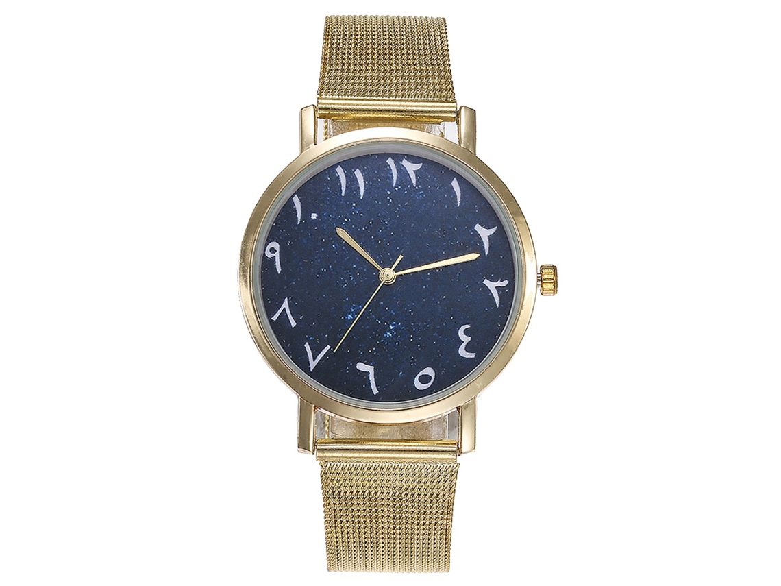 Reloj De Pulsera De Aleación Con Dial Redondo Analógico De Cuarzo Para Mujer Y Hombre (oro)