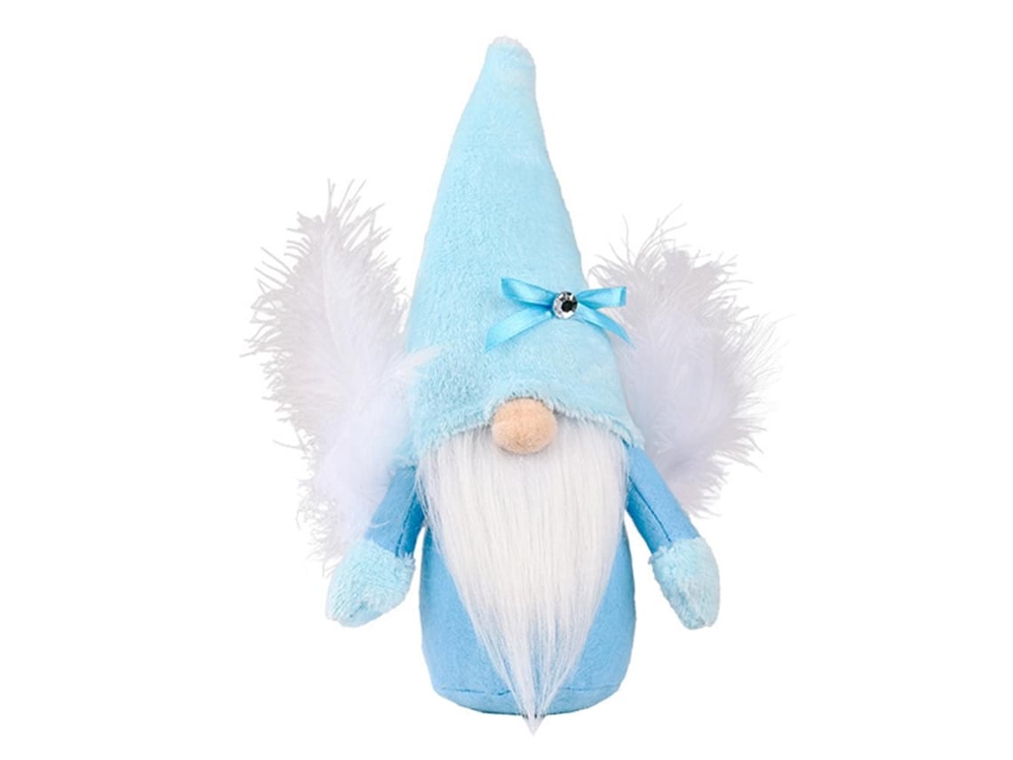 Muñeco de gnomo navideño, decoración festiva, artesanía con plumas