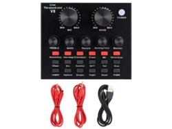 Tarjeta De Sonido Bluetooth V8 Abs Negra Con Ajuste De Volumen, Cambiador De Voz Y Transmisión En Directo A Teléfonos Móviles Y Ordenadores.