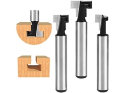 Cortador De Ranuras T 6.35mm, Brocas Router De Forma T, 3 Piezas (8/9.5/12.7mm), Mangos 1/4", Carburo Yg6, Madera Sólida Mdf