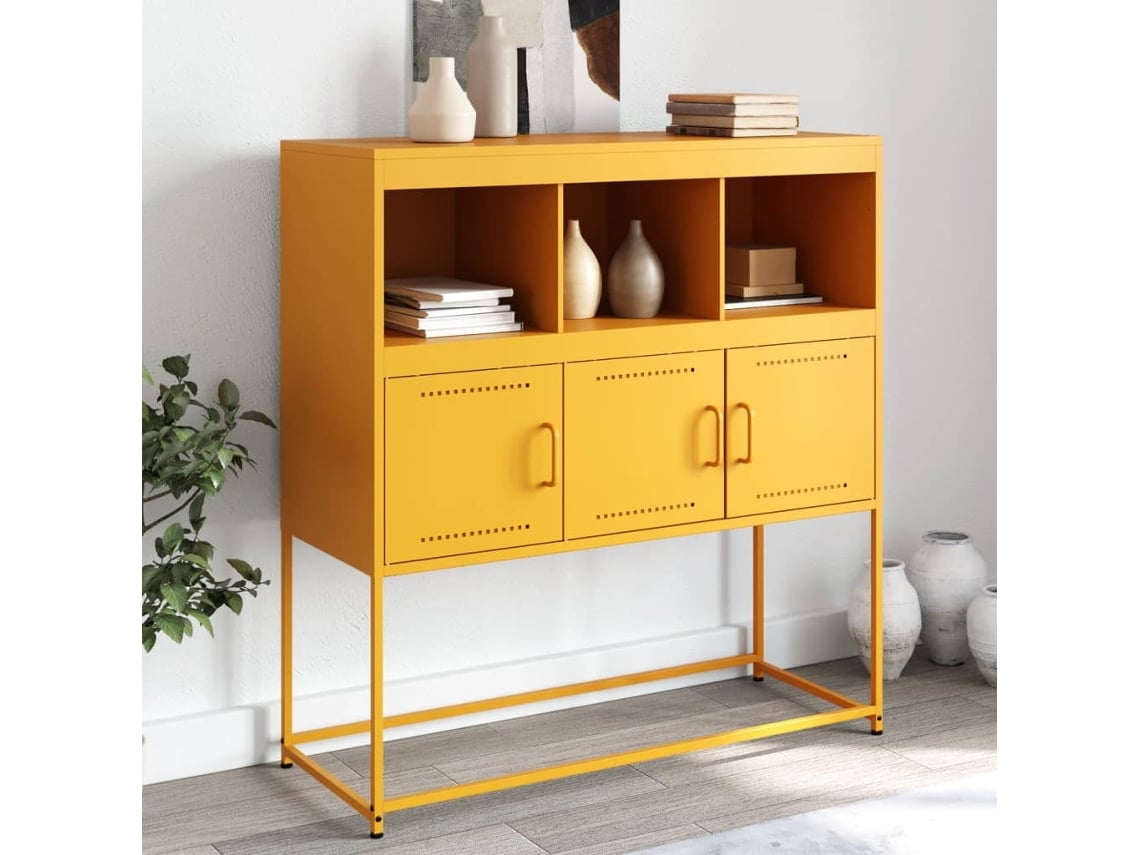 Aparador Acero Amarillo Mostaza 100,5x39x107 Cm