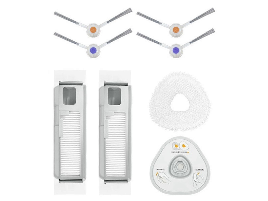 Accesorios de repuesto para aspiradora Yunzii Rob J4/J4 Lite: cepillo lateral giratorio, paños de fregado, almohadilla y repuesto.