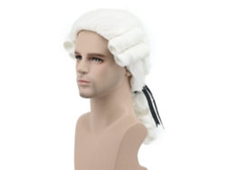 Perucas Barrocas Topcosplay: Perucas Genéricas Brancas/loiras Para Homens E Mulheres, Com Fitas Pretas E Cachos – Halloween, Rpg