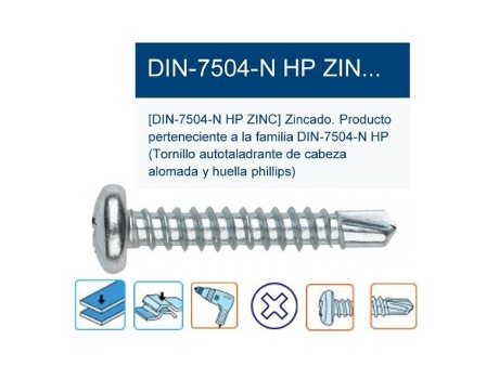 Tornillo autotaladrante 7504-n hp alomada ph2 4,8x25 abr4825 (caja 5 unidades)