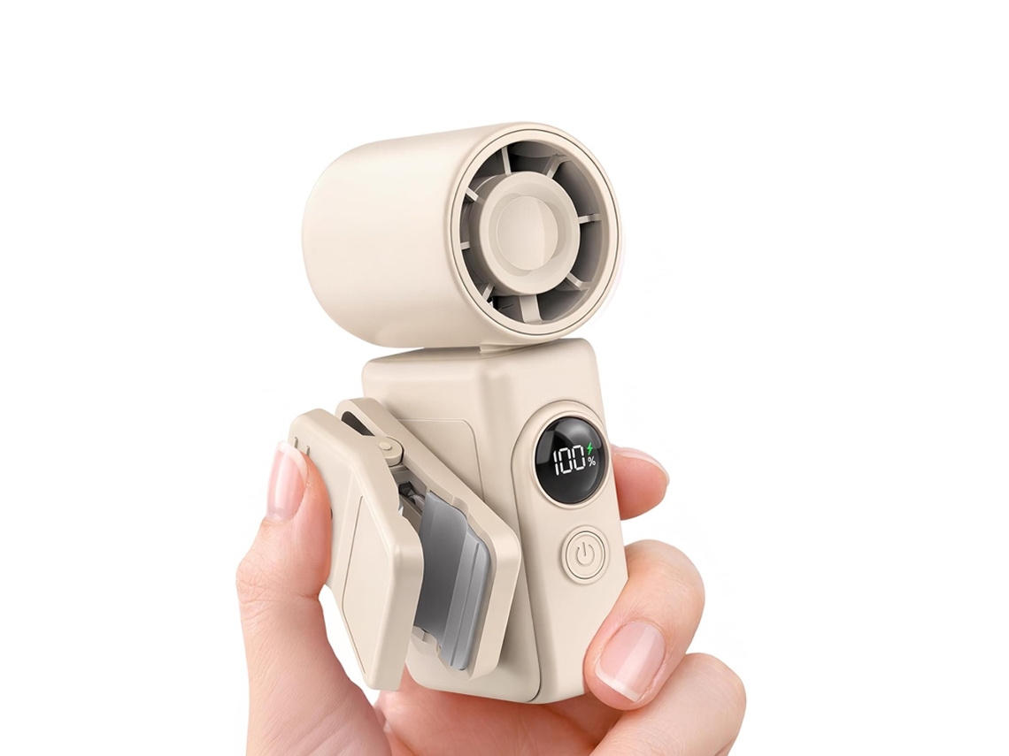Mini Ventilador 2 En 1, De Mano Y Con Clip, 13000 Rpm Con Pantalla Led (blanco)