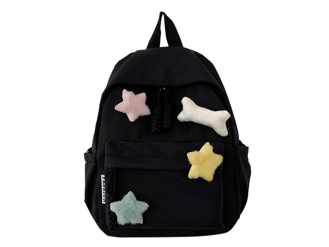 Mochila de viaje 2023 con doble asa, bolso de hombro de gran capacidad para niñas, mochila escolar ligera, color negro.