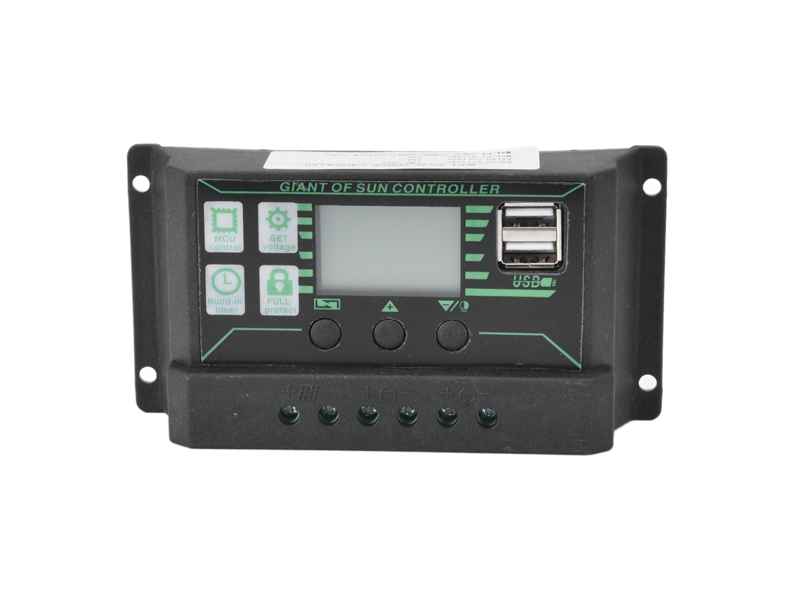 Controlador solar con regulador PWM y pantalla LCD ajustable