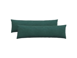 HARLANV1 Juego de 2 cojines para sofá en tela o verde oscuro (145x40cm)