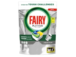 Pastillas lavavajillas Fairy Platinum con aroma a limón, todo en uno, paquete de 51