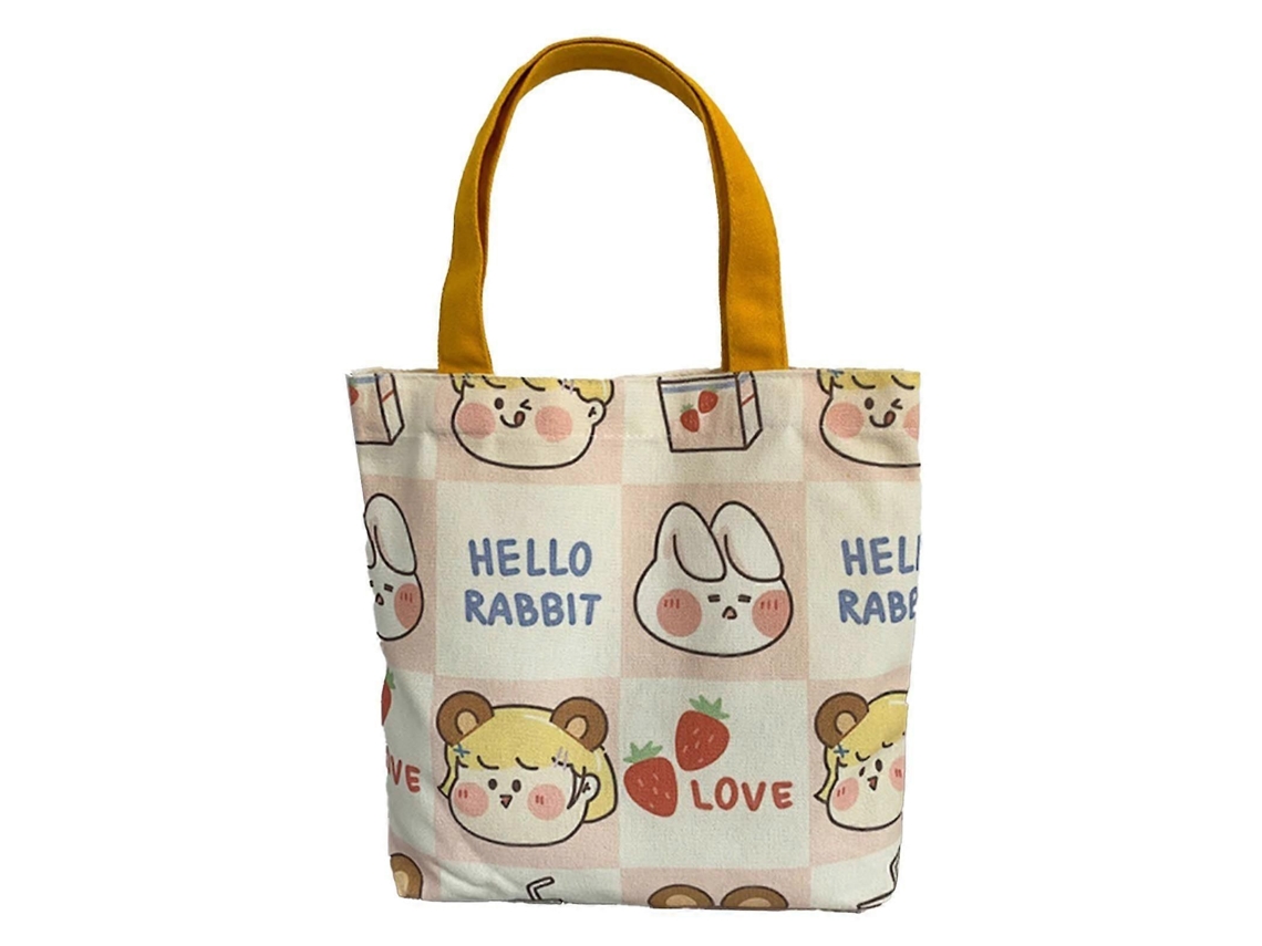 Bolso de lona para mujer con bonito estampado de dibujos animados, reutilizable, suave, gran capacidad para ir de compras, talla única. GOKOCO