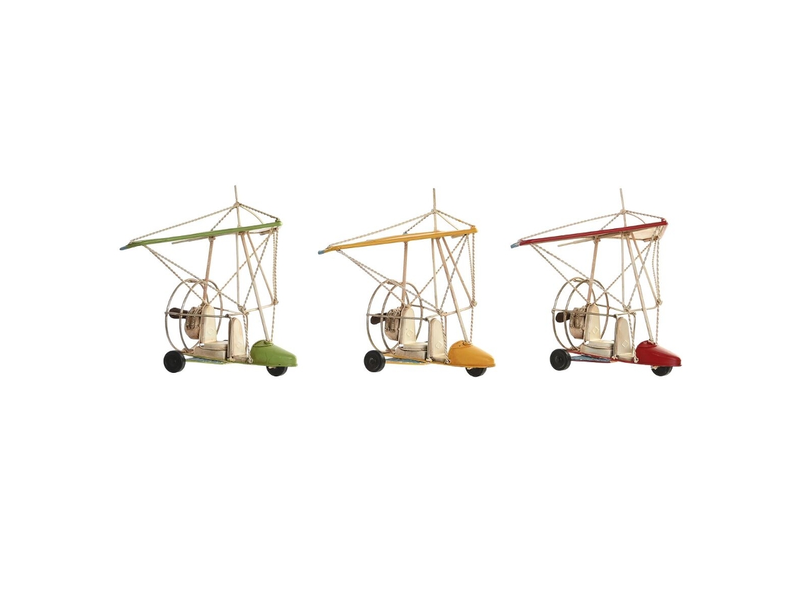 Figura Decorativa DKD Home Decor Rojo Metal Verde Amarillo (32 x 18,5 x 25 cm) (3 Unidades)