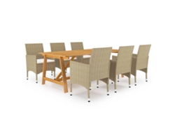 7 Piezas Conjunto De Jantar Para Jardim Bege Dkd Home Decor