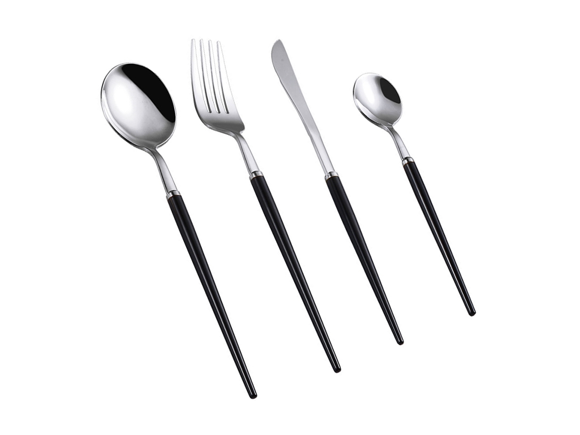 MEOIRUERY Juego de Cubiertos con Mango de Color Sólido, 4 Piezas de Acero Inoxidable, Utensilios de Cocina para 1 Persona