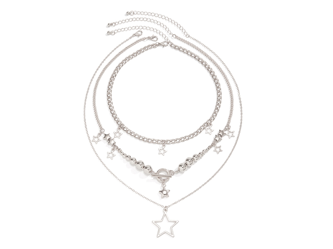 Conjunto De Collar De Capas Con Colgante De Estrella, Aleación, Moda Para Mujeres Y Niñas, Tipo D