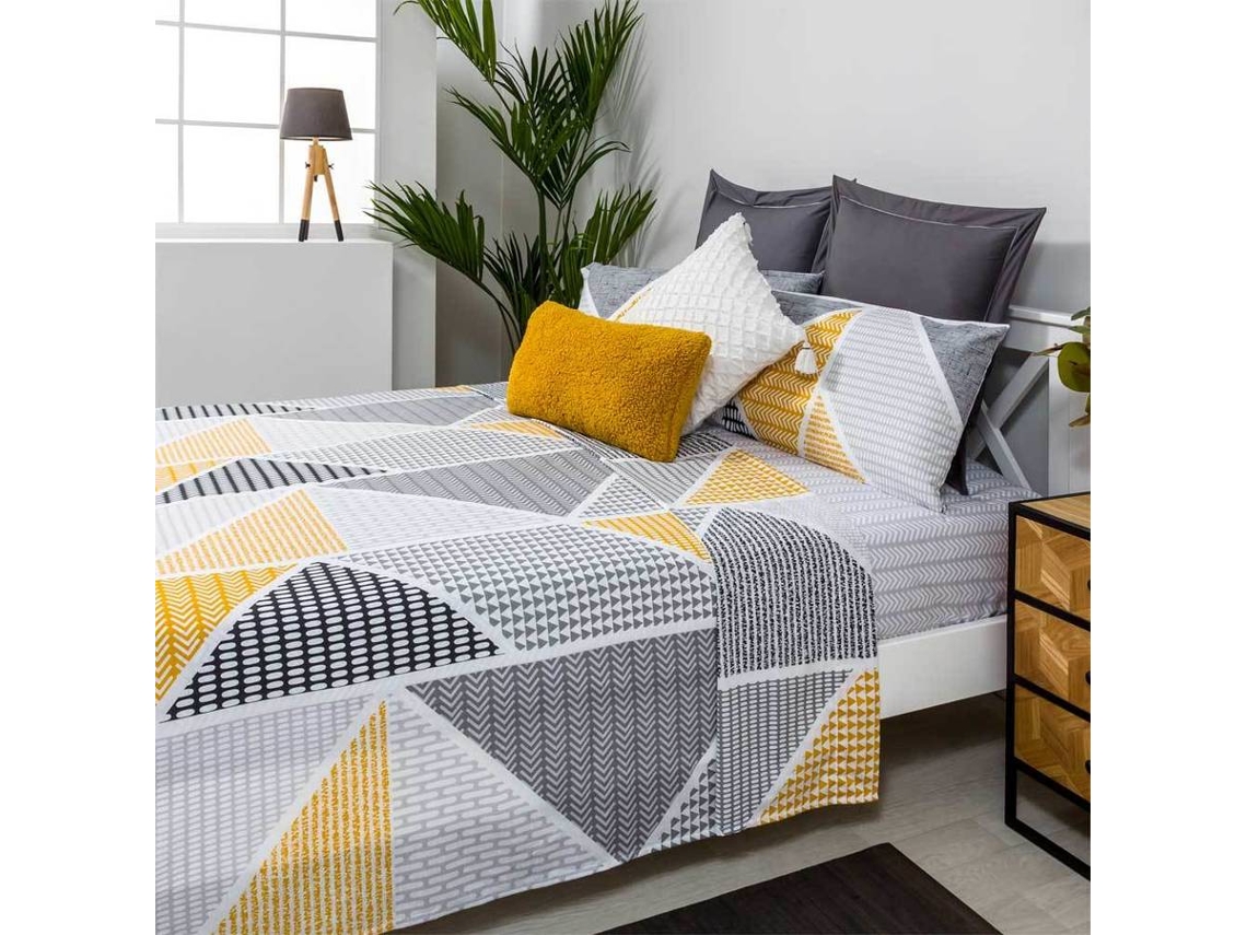Juego de Sábanas COTTON ARTEAN Geka (Gris - Cama de 90 cm - Algodón)