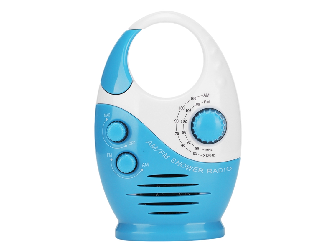 Radio Portátil Am/fm Con Altavoz Para Ducha, Diseño Colgante, Azul.
