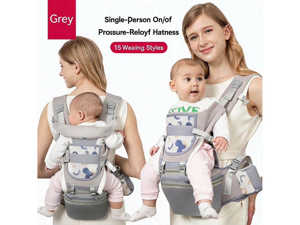 Portero Bebé Eifson Con Asiento De Cadera 0-48 Meses Transpirable (gris)