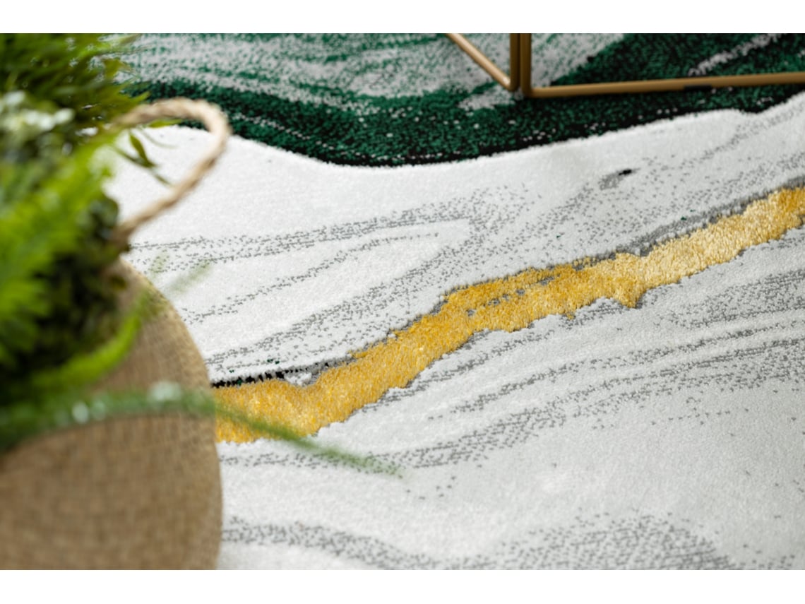 Alfombra Emerald Exclusivo 1017 Glamour, Elegante Mármol Botella Verde / Oro (120 x 170 cm)