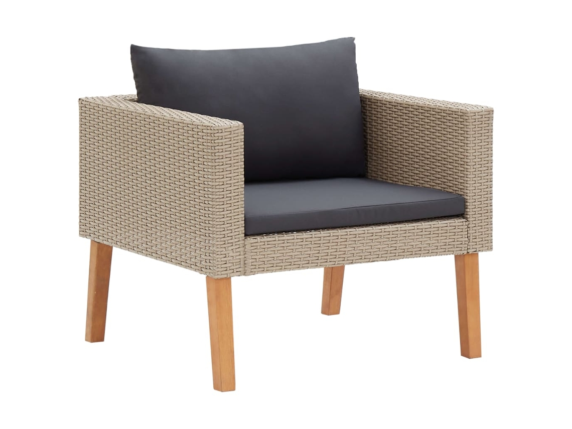 Sofá de jardín individual DKD Home Decor con cojines de mimbre beige