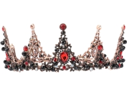 Corona De Mariée Baroque Rouge En Alliage Délicate Y Ronde, Accessoire Coiffure Élégant Pour