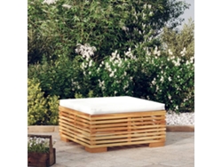 Taburete De Jardín Con Cojín Color Crema Madera Maciza Teca