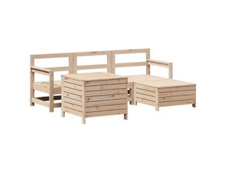 Conjunto 5 de sofás de jardín VIDAXL madera maciza de pino