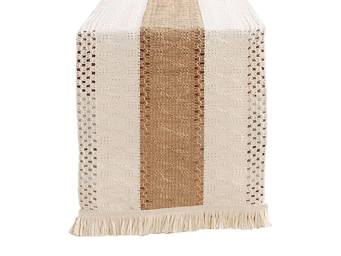 Elegante camino de mesa estilo bohemio, decoración rústica de granja con intrincados bordados de nudos para acentos de sala de estar de primavera, 30 x 1