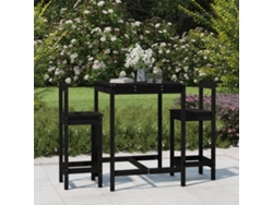 Conjunto de bar de jardín de 3 piezas en pino macizo negro DKD Home Decor