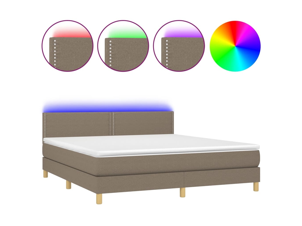 Maison Exclusive - Cama Box Spring Con Colchón Led Tela Gris Taupe 180x200 Cm