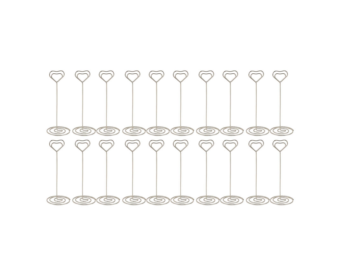 20 Portavasos De Mesa Corazón 15cm Portatarjetas Notas Clip Fotos Plata Portavasos De Mesa