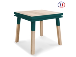 Mesa de Comedor Cuadrada MON PETIT MEUBLE FRANÇAIS con 1 Cajón (Azul Gris Lehon - Madera - 80 x 75 x 80 cm)