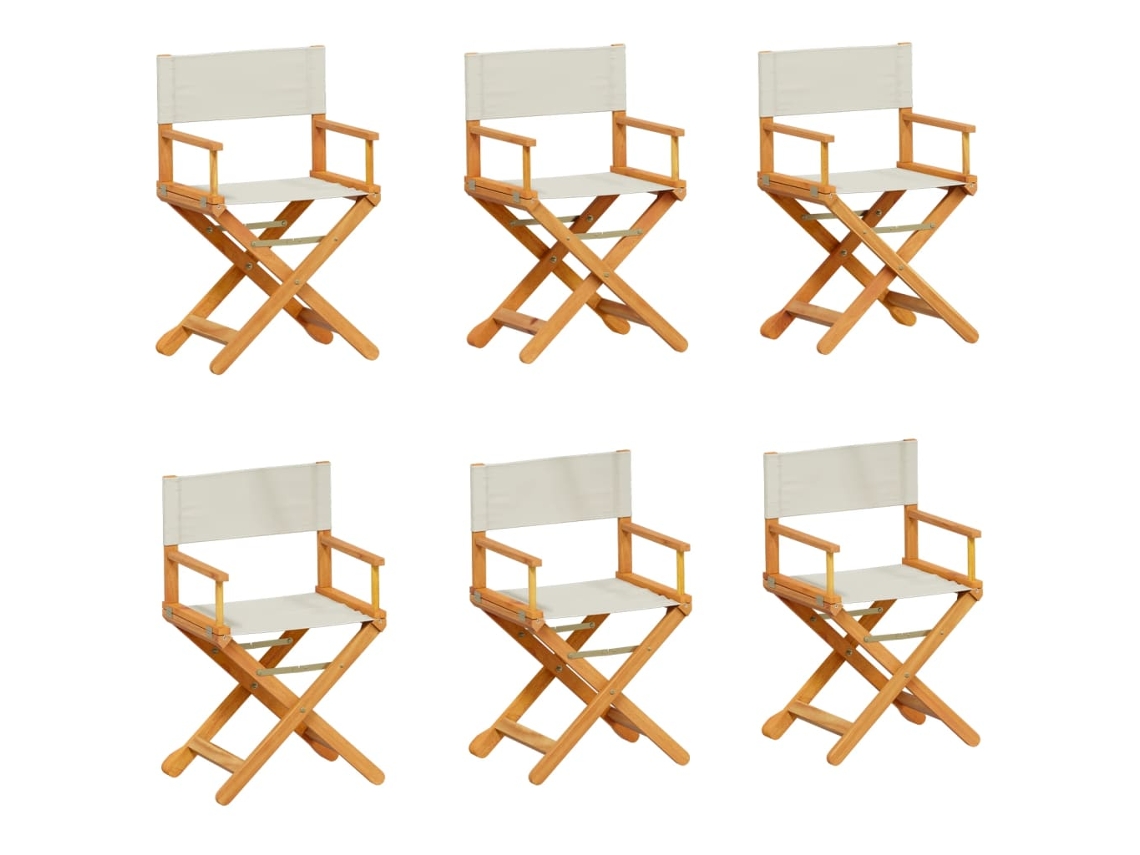 Maison Exclusive - 6 Pcs Cadeiras De Jardim Dobráveis Tecido Branco Nata