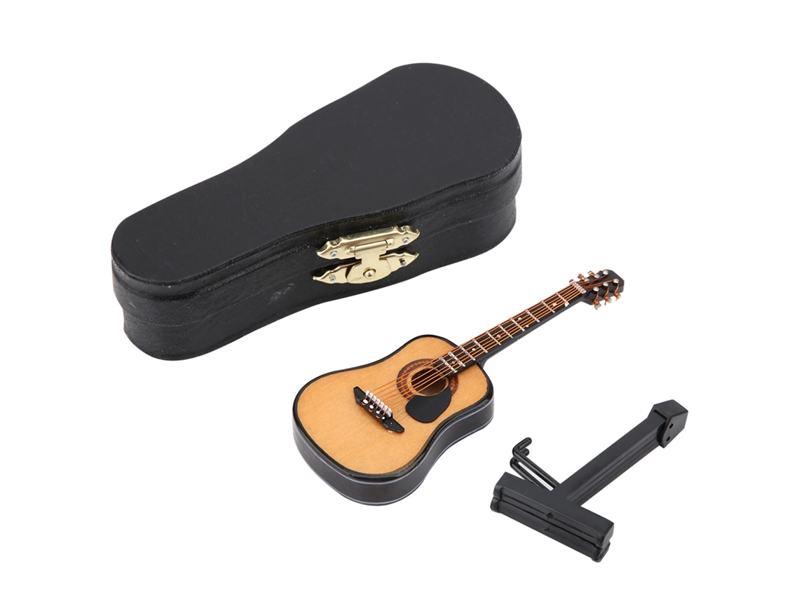Guitarra Miniatura De Madera 10cm Worten Decorativo