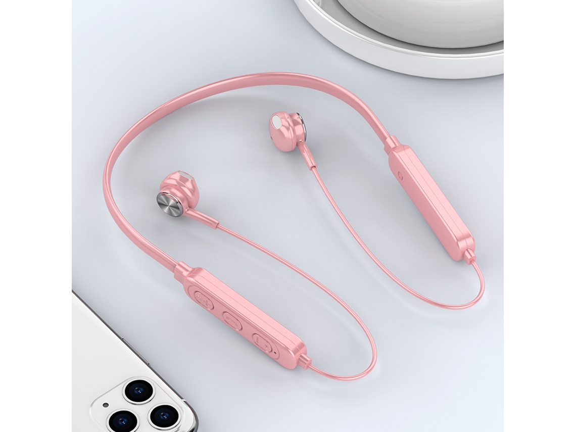 Auriculares Intrauditivos Magnéticos (rosas), Conexión Inalámbrica Bluetooth, Con Micrófono Y Función De Cancelación De Ruido.