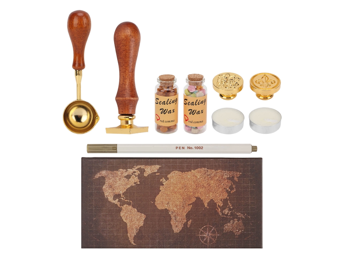 Kit De Sellos De Cera Con Pintura Fuego Set Europeo Retro Para Cuentas Mano Sobres Caja Regalo Cumpleaños