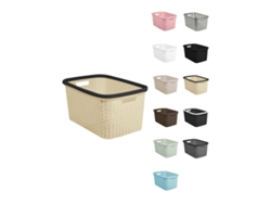 Cesta Para La Colada 25 X 53 X 36 Cm - Cesto Ropa Sucia – Cesta Rectangular Con Asas Diseño Mimbre Crema-negro