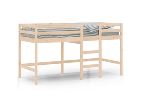 Cama alta de niños VIDAXL con escalera madera maciza pino (90x200 cm)